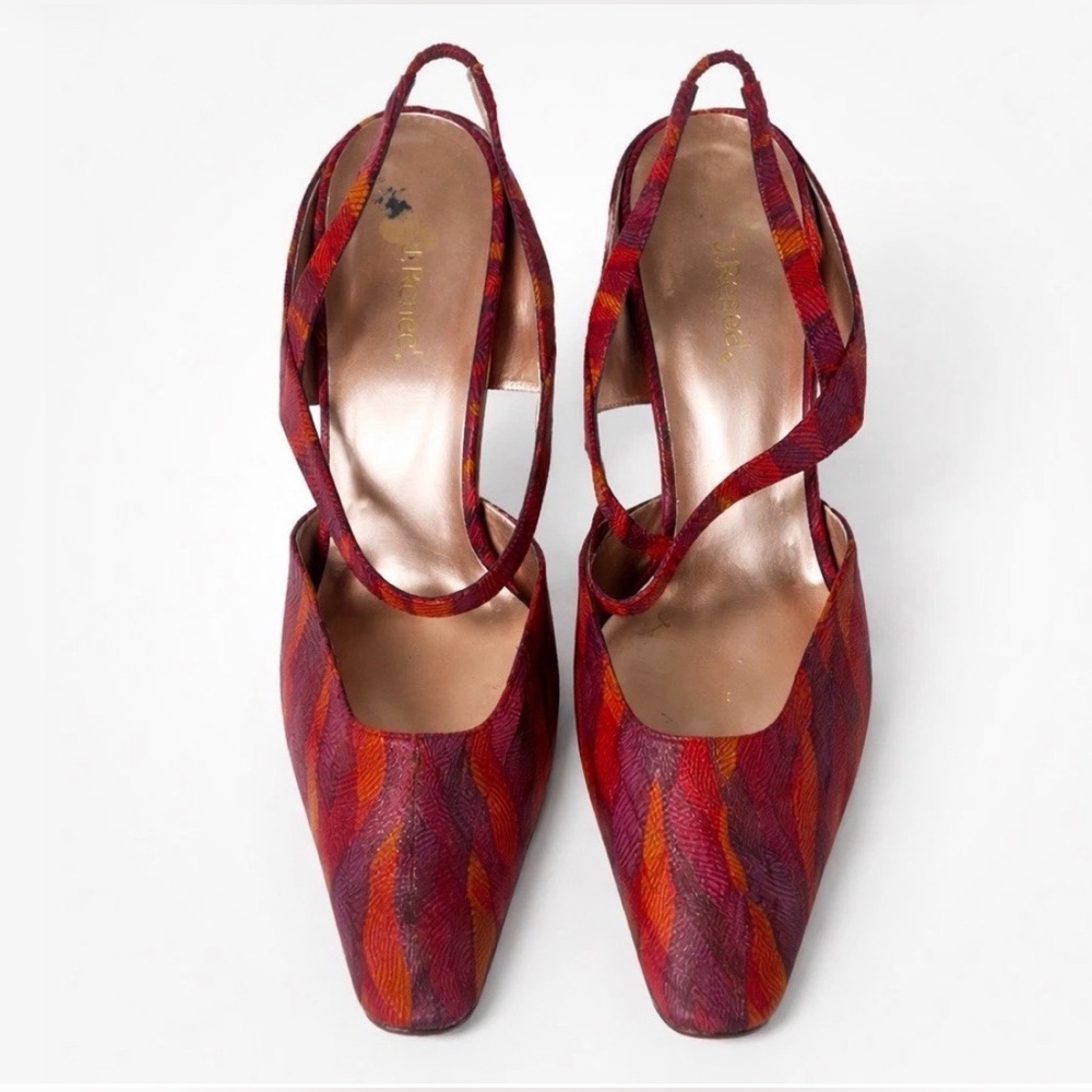J.Renee Red Purple Orange leather sling backs 11M